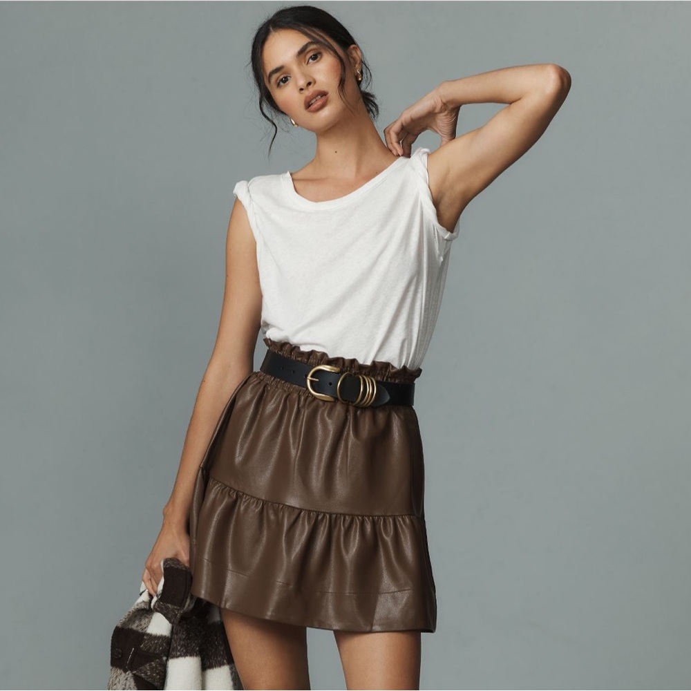 Anthropologie Somerset Mini Skirt: Faux Leather Edition NWT